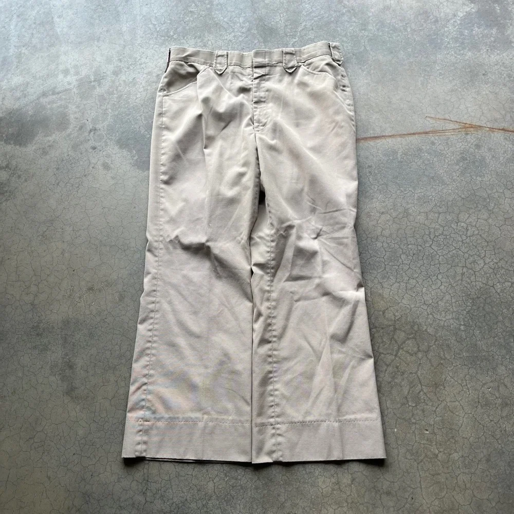 Vintage Mesquite Niver Western Wear Pants Tan WideLeg Workwear Made in USA 32x26